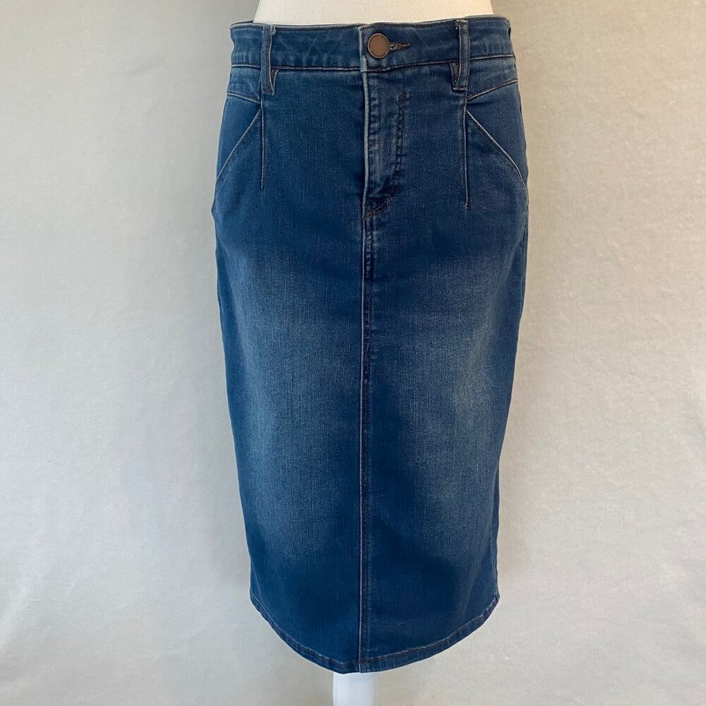Democracy Stretch Denim "Ab" Technology Pencil Skirt Blue, Size 4